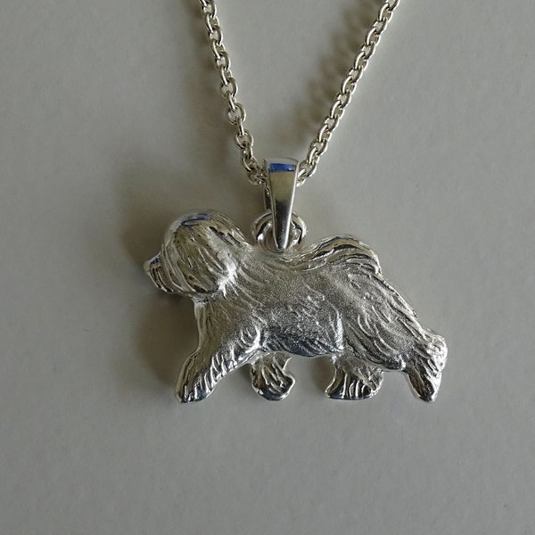 Small Sterling Silver Old English Sheepdog Moving Study Pendant