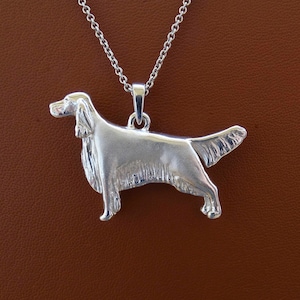 Large Sterling Silver English Setter Standing Study Pendant