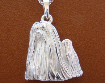 Large Sterling Silver Maltese Standing Study Pendant