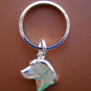 Sterling Silver Labrador Retriever Large Head Study Key Ring