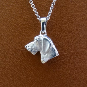 Small Sterling Silver Wire-haired Dachshund Head Study Pendant