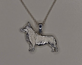 Sterling Silver Swedish Vallhund Standing Study Pendant