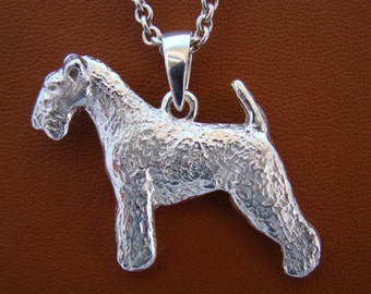 Large Sterling Silver Lakeland Terrier Standing Study Pendant