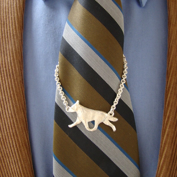 Large Sterling Silver Australian Cattle Dog Moving Study Tie Chain