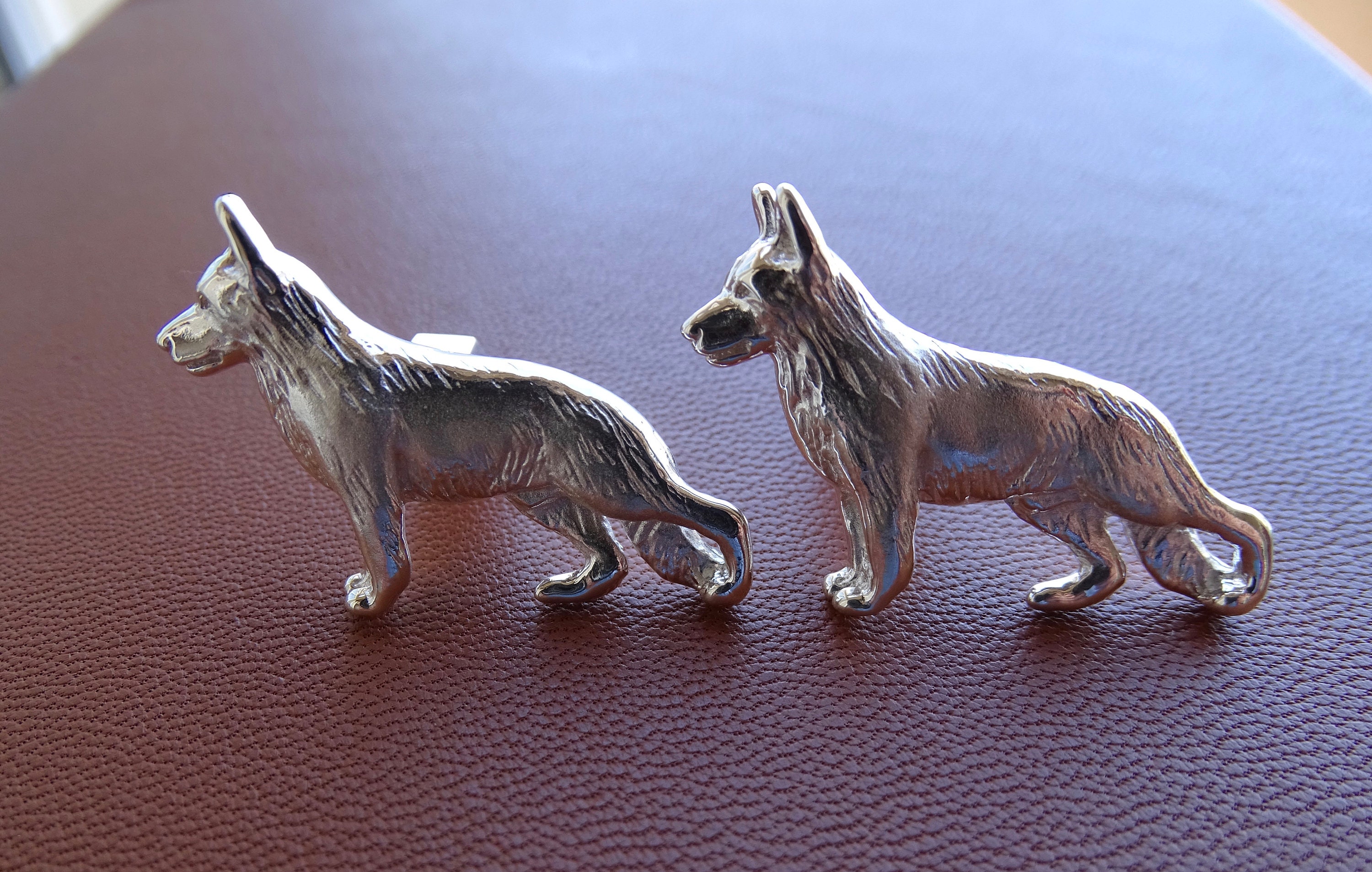 Sterling Silver German Shepherd Dog Standing Study Cuff Links