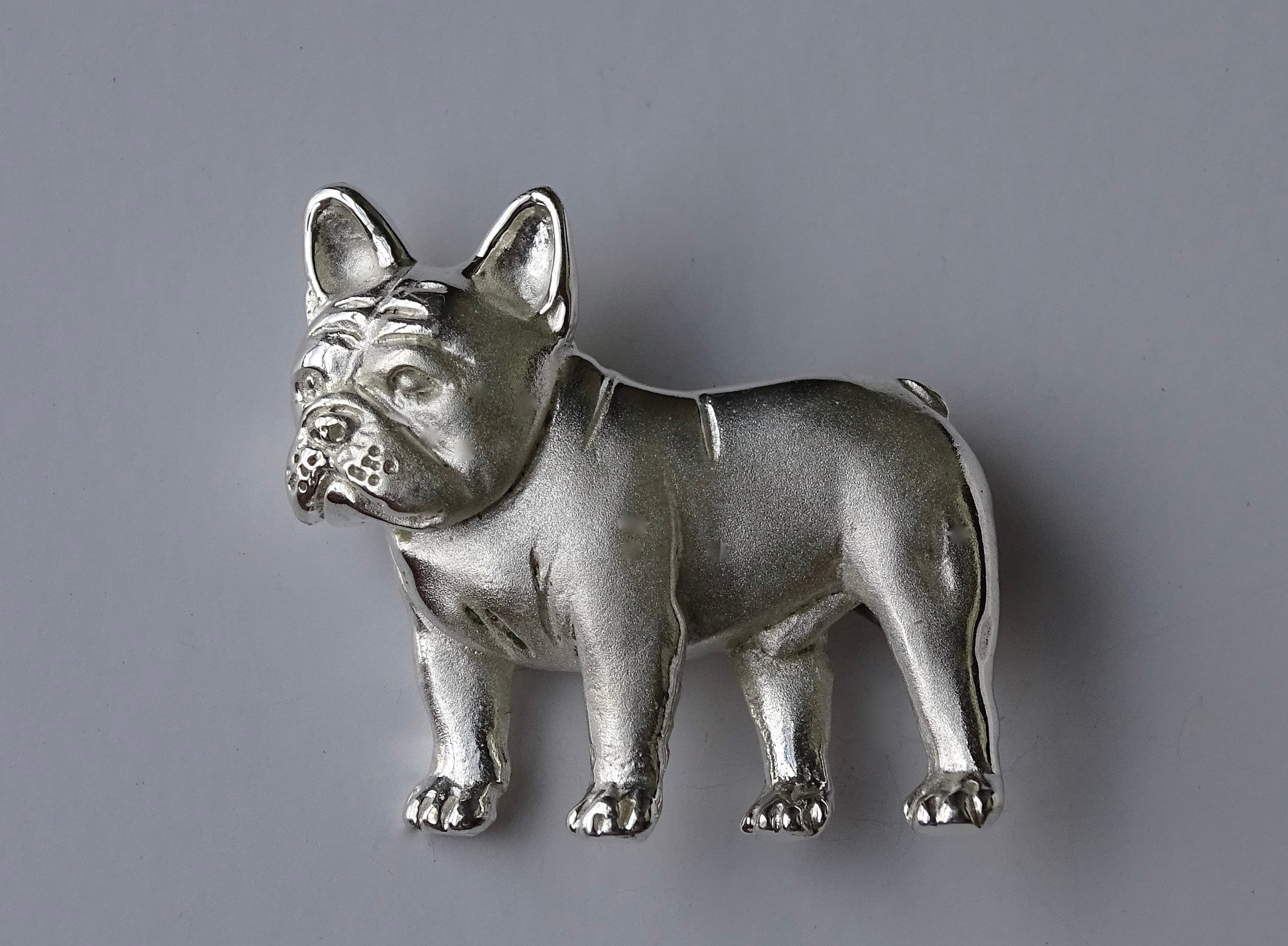 Große Sterling Silber Französische Bulldogge Kopf Studie Anhänger - .de