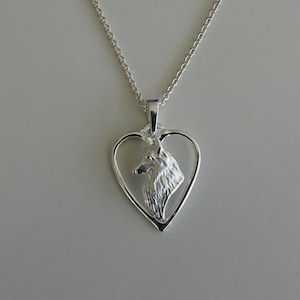 Sterling Silver Belgian Tervuren / Belgian Sheepdog Head Study On A Heart Pendant