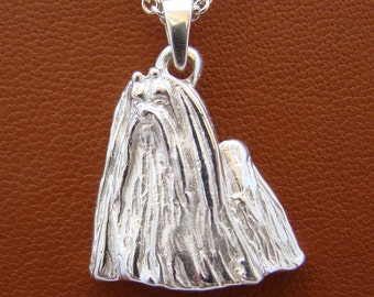 Small Sterling Silver Maltese Standing Study Pendant