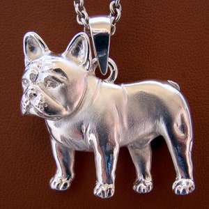 Medium Sterling Silver French Bulldog Standing Study Pendant