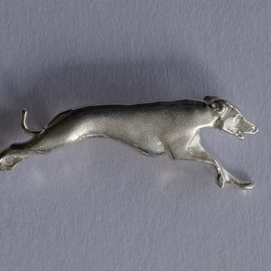Large Sterling Silver Greyhound Running Study Brooch
