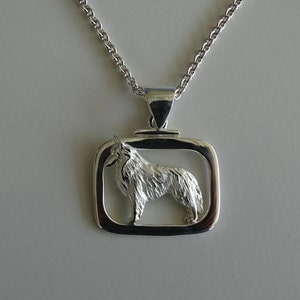 Small Sterling Silver Belgian Tervuren / Belgian Sheepdog Standing Study Pendant