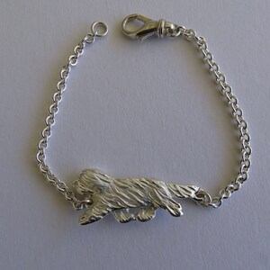 Large Sterling Silver Bearded Collie Moving Study Bracelet