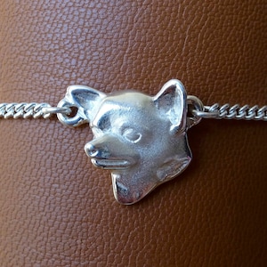Sterling Silver Chihuahua Head Study Anklet