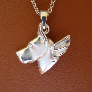 Small Sterling Silver Great Dane Angel Pendant