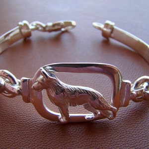 Sterling Silver German Shepherd Dog Standing Study Bracelet