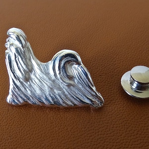 Small Sterling Shih Tzu Moving Study Lapel Pin