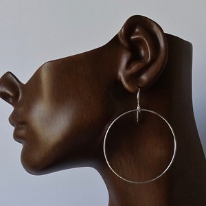 Sterling Silver Medium Hoop Dangle Earrings 50MM