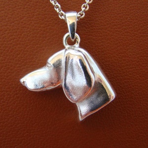 Small Sterling Silver Smooth Dachshund Head Study Pendant