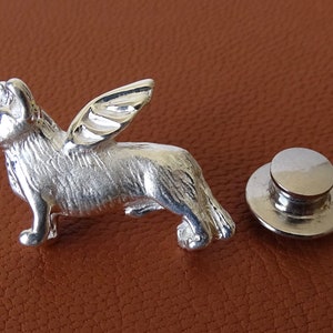 Sterling Silver Cardigan Welsh Corgi Angel Lapel Pin