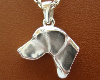 Large Sterling Silver German Shorthaired Pointer Head Study Pendant