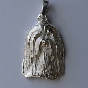 Sterling Silver Bearded Collie Head Study Pendant