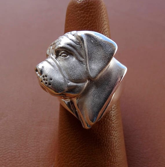 Sterling Silver Mastiff Large Head Study Ring
