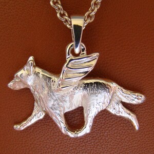 Large Sterling Silver Australian Cattle Dog Angel Pendant