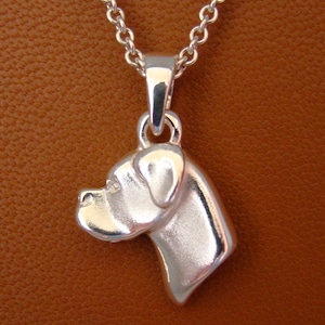 Small Sterling Boxer Head Study With Un-Cropped Ears Pendant