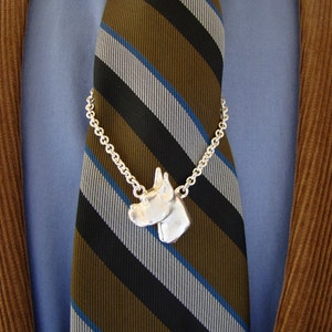 Large Sterling Boxer Head Study Tie Chain