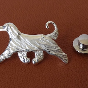 Small Sterling Silver Afghan Hound Lapel Pin