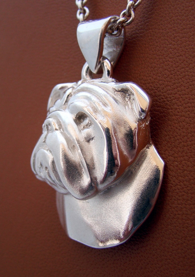 large silver bulldog statue