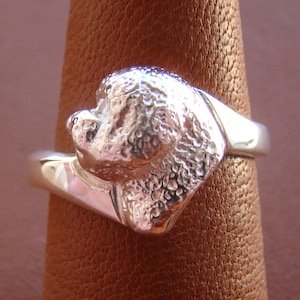 Sterling Silver Bichon Frise Head Study Ring