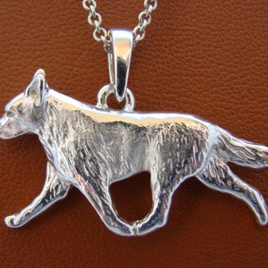 Large Sterling Silver Australian Cattle Dog Moving Study Pendant