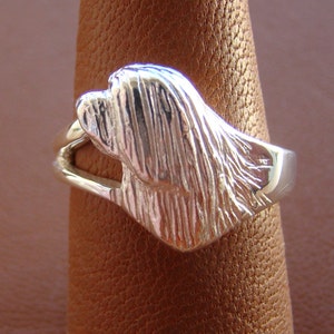 Sterling Silver Bearded Collie Side View Head Study Ring