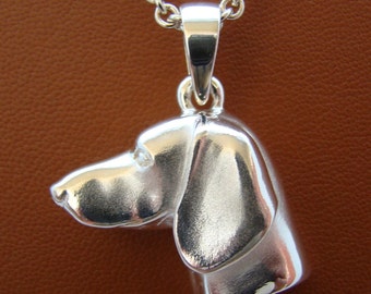 Large Sterling Silver Smooth Dachshund Head Study Pendant