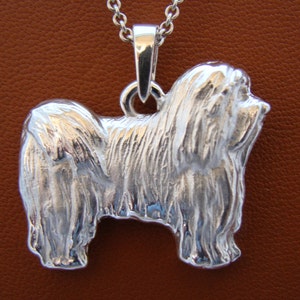 Large Sterling Silver Havanese Standing Study Pendant
