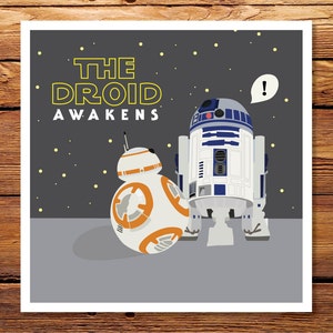 BB8 and R2D2 - Star Wars Inspired 8x8&quot; Giclee Print