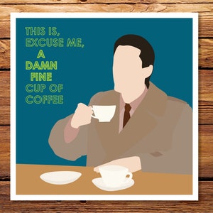 Twin Peaks Damn Fine Coffee Agent Cooper 8x8 Giclee Print image 1