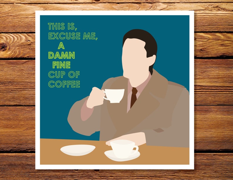 Twin Peaks Damn Fine Coffee Agent Cooper 8x8 Giclee Print image 1