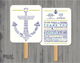 Personalized Nautical | Anchor Wedding Ceremony Program Fan | Custom Wording - Digital File