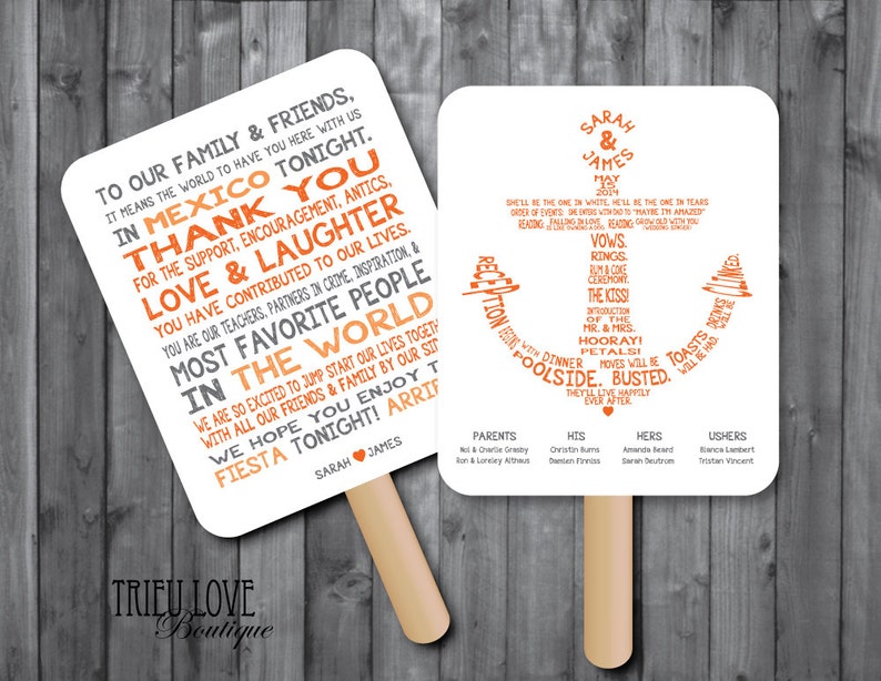 Personalized Nautical Anchor Wedding Ceremony Program Fan Custom Wording Digital File image 7