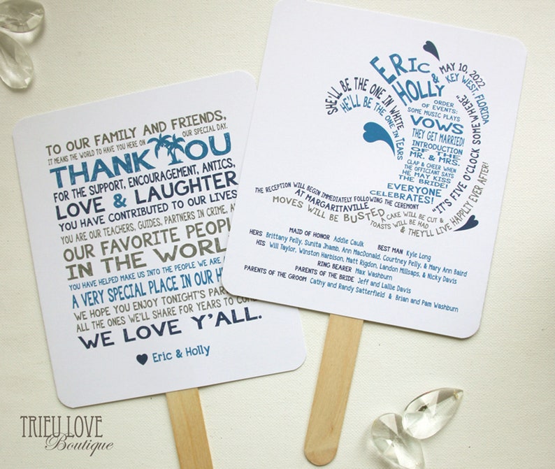 Personalized Wave Beach Seaside Surfing Wedding Ceremony Program Fan Custom Wording Digital File image 3