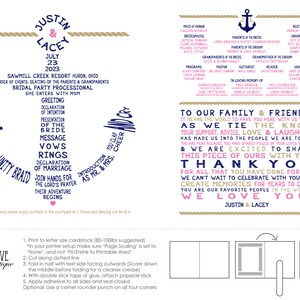 Personalized Nautical Anchor Wedding Ceremony Program Fan Custom Wording Digital File image 5