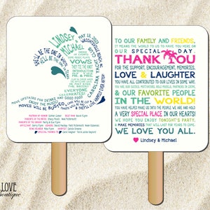 Personalized Wave Beach Seaside Surfing Wedding Ceremony Program Fan Custom Wording Digital File image 1