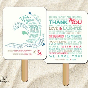 Personalized Wave Beach Seaside Surfing Wedding Ceremony Program Fan Custom Wording Digital File image 2