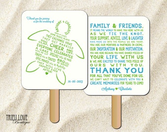 Personalized Sea Turtle | Seaside | Beach | Nautical | Tropical Wedding Ceremony Program Fan | Custom Wording - Digital File