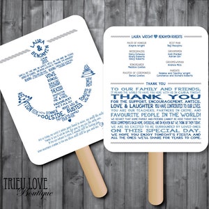 Personalized Nautical Anchor Wedding Ceremony Program Fan Custom Wording Digital File image 6