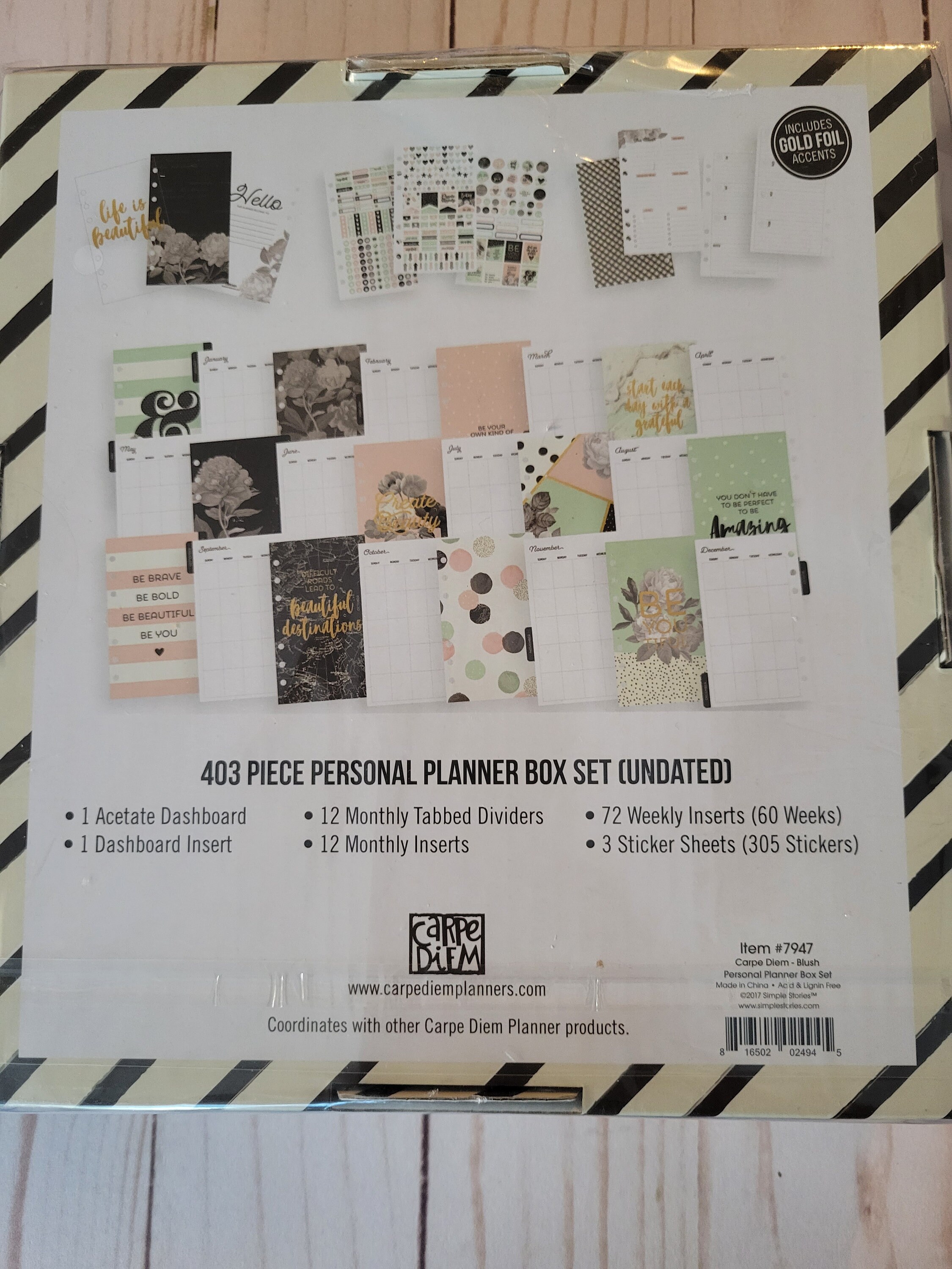 Carpe Diem Planner Personal Size Boxed Set w/Inserts & Accessories BLUSH  Pink