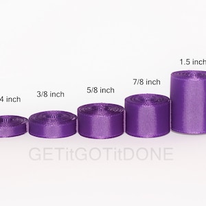 Purple Grosgrain Ribbon 5 yards (You choose the width, 1/4, 3/8, 5/8, 7/8 or 1.5 inch)