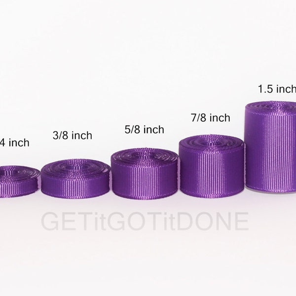 Purple Grosgrain Ribbon 5 yards (You choose the width, 1/4, 3/8, 5/8, 7/8 or 1.5 inch)